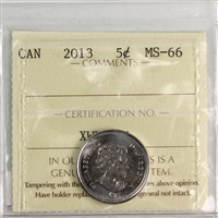 2013 Canada 5-cents ICCS Certified MS-66