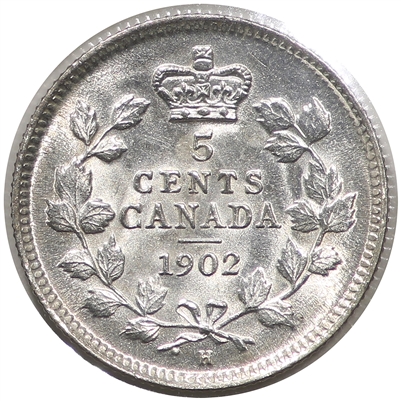 1902H Small H Canada 5-cents Brilliant Uncirculated (MS-63) $