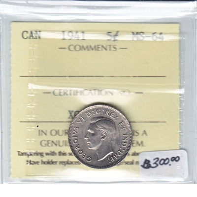 1941 Canada 5-cents ICCS Certified MS-64