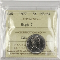 1977 High 7 Canada 5-cents ICCS Certified MS-64
