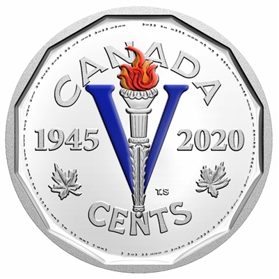 2020 Coloured Victory Canada 5-cents Silver Proof (No Tax) $