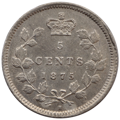 1875H Small Date Canada 5-cents EF-AU (EF-45) $