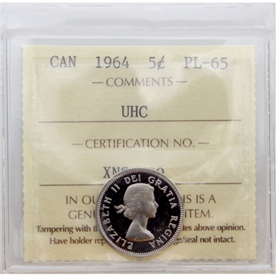 1964 Canada 5-cents ICCS Certified PL-65 Ultra Heavy Cameo