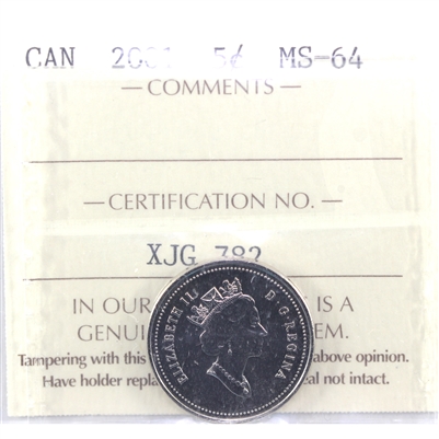 2001 Canada 5-cents ICCS Certified MS-64