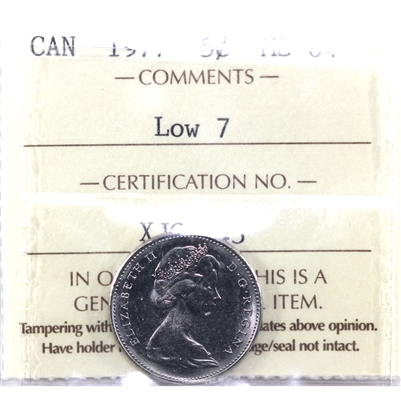 1977 Low 7 Canada 5-cents ICCS Certified MS-64