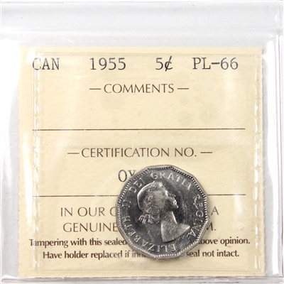 1955 Canada 5-cents ICCS Certified PL-66