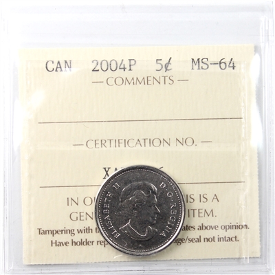 2004P Canada 5-cents ICCS Certified MS-64
