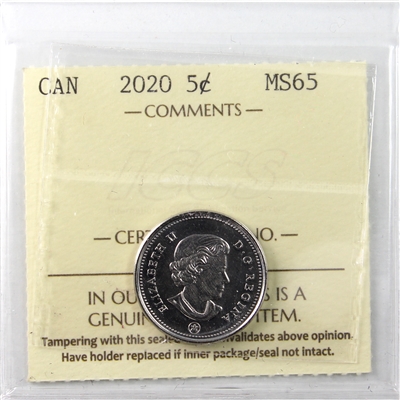 2020 Canada 5-cents ICCS Certified MS-65