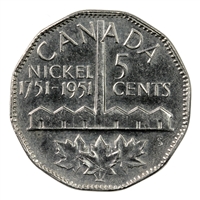 1951 Refinery Half Moon Canada 5-cents Brilliant Uncirculated (MS-63)
