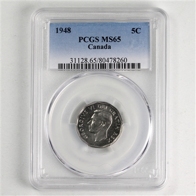 1948 Canada 5-cents PCGS Certified MS-65