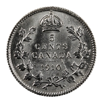 1910 Pointed Leaves Canada 5-cents UNC+ (MS-62) $