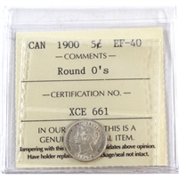 1900 Round O's Canada 5-cents ICCS Certified EF-40