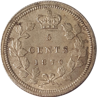 1870 Wide Rim Canada 5-cents EF-AU (EF-45) $