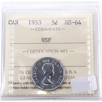 1953 NSF Canada 5-cents ICCS Certified MS-64
