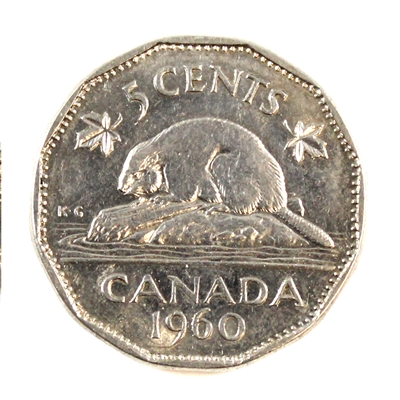 1960 Bald Beaver Canada 5-cents EF-AU (EF-45)