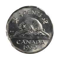 1960 Bald Beaver Canada 5-cents UNC+ (MS-62)