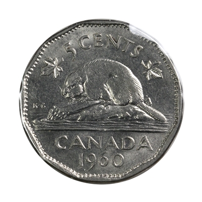 1960 Bald Beaver Canada 5-cents Extra Fine (EF-40)
