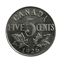 1926 Near 6 Canada 5-cents Almost Uncirculated (AU-50) $