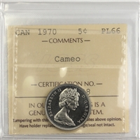 1970 Canada 5-cents ICCS Certified PL-66 Cameo