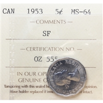 1953 SF Canada 5-cents ICCS Certified MS-64
