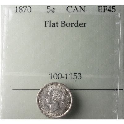 1870 Flat Border Canada 5-cents Prestige Certified EF-45