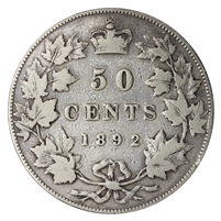 1892 Obv. 4 Canada 50-cents Fine (F-12) $