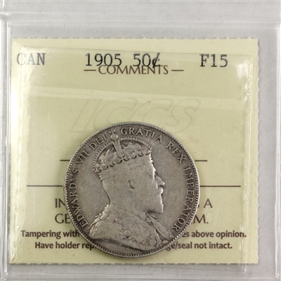 1905 Canada 50-cents ICCS Certified F-15 (XUC 808)