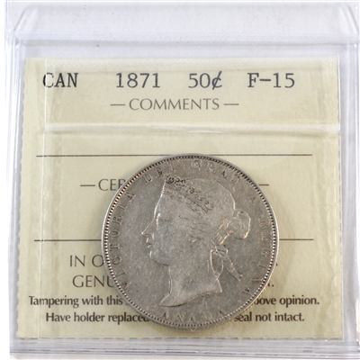 1871 Canada 50-cents ICCS Certified F-15