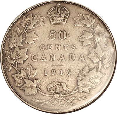 1916 Canada 50-cents F-VF (F-15) $