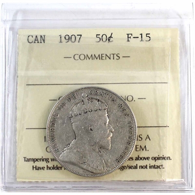 1907 Canada 50-cents ICCS Certified F-15