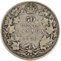 1920 Small 0 Canada 50-cents Very Good (VG-8)