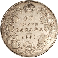 1931 Canada 50-cents F-VF (F-15) $