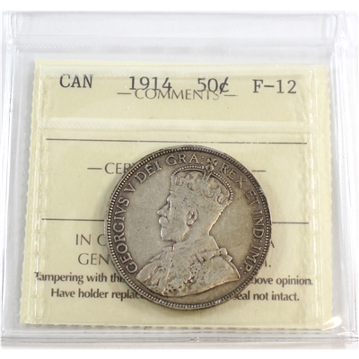 1914 Canada 50-cents ICCS Certified F-12