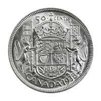 1938 Canada 50-cents AU-UNC (AU-55) $