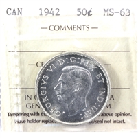 1942 Canada 50-cents ICCS Certified MS-63