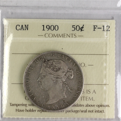 1900 Canada 50-cents ICCS Certified F-12