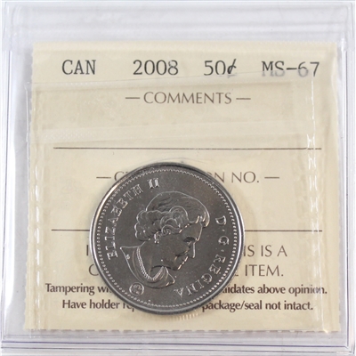 2008 Canada 50-cents ICCS Certified MS-67