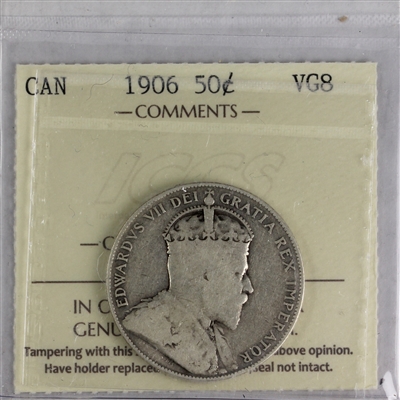 1906 Canada 50-cents ICCS Certified VG-8
