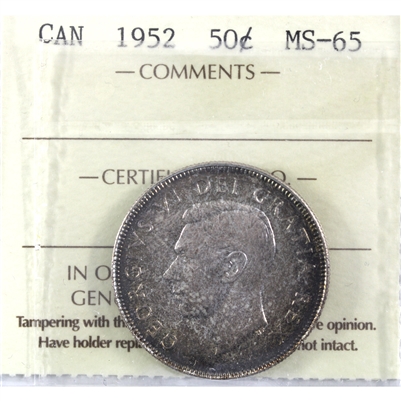 1952 Canada 50-cents ICCS Certified MS-65 (XHX 604)