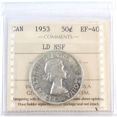 1953 Large Date, NSF Canada 50-cents ICCS Certified EF-40