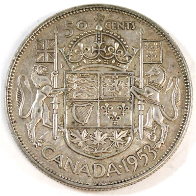 1953 Large Date SS Canada 50-cents VF-EF (VF-30)