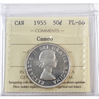 1955 Canada 50-cents ICCS Certified PL-66 Cameo