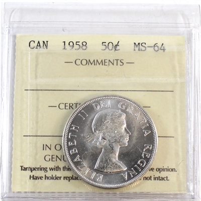 1958 Canada 50-cents ICCS Certified MS-64