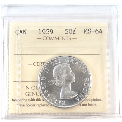 1959 Canada 50-cents ICCS Certified MS-64