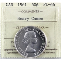 1961 Canada 50-cents ICCS Certified PL-66 Heavy Cameo