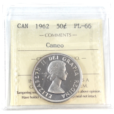 1962 Canada 50-cents ICCS Certified PL-66 Cameo