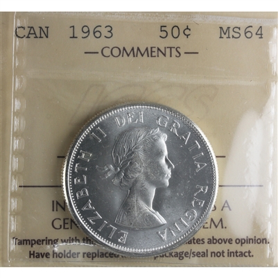 1963 Canada 50-cents ICCS Certified MS-64