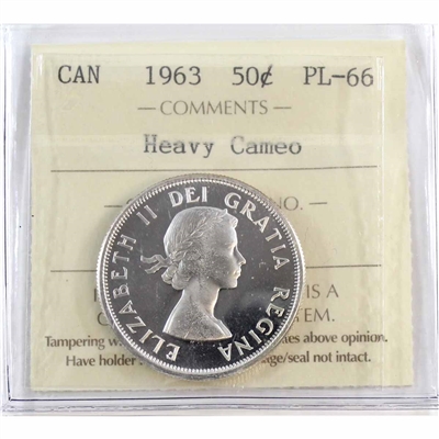 1963 Canada 50-cents ICCS Certified PL-66 Heavy Cameo