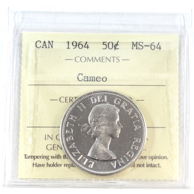1964 Canada 50-cents ICCS Certified MS-64 Cameo