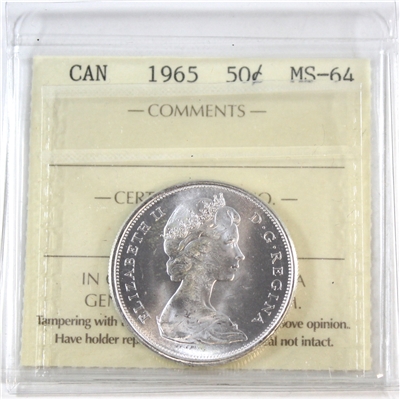 1965 Canada 50-cents ICCS Certified MS-64